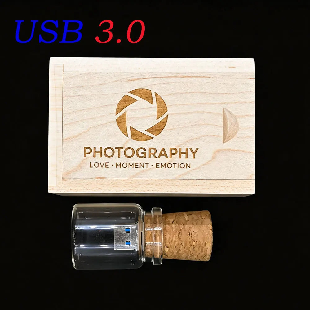 Glass Drift Bottle USB Flash Drive 8GB–128GB | Custom Logo USB Flash Drive PRIMED