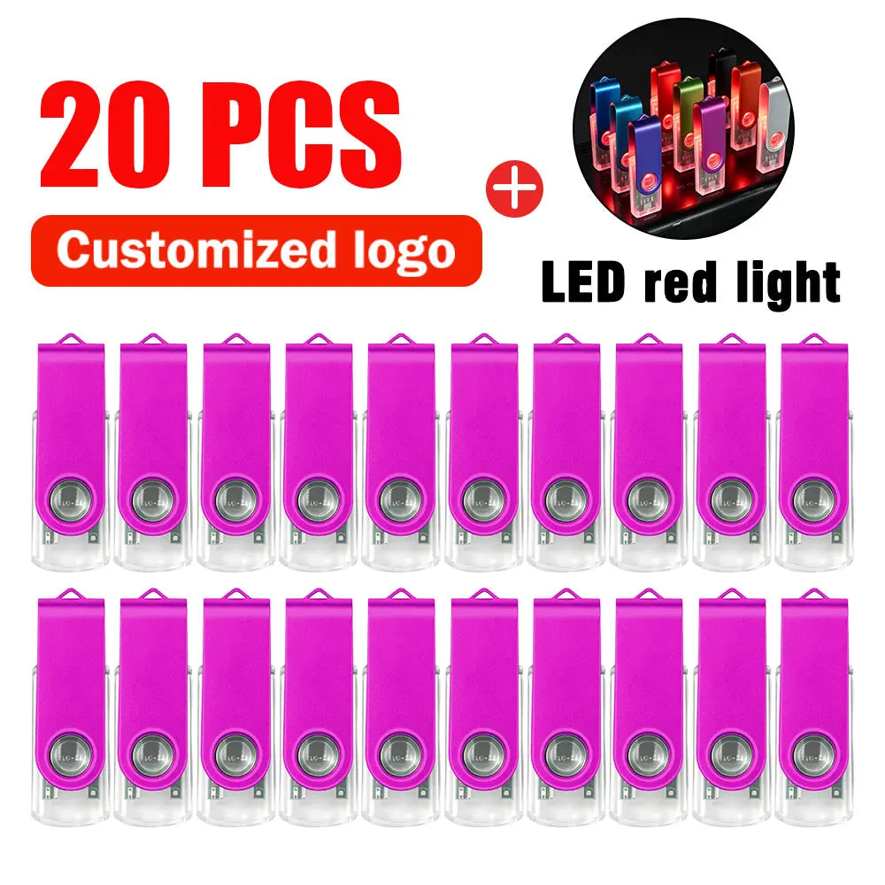 20-Pack Metal USB Flash Drives 4GB–128GB | Custom Logo