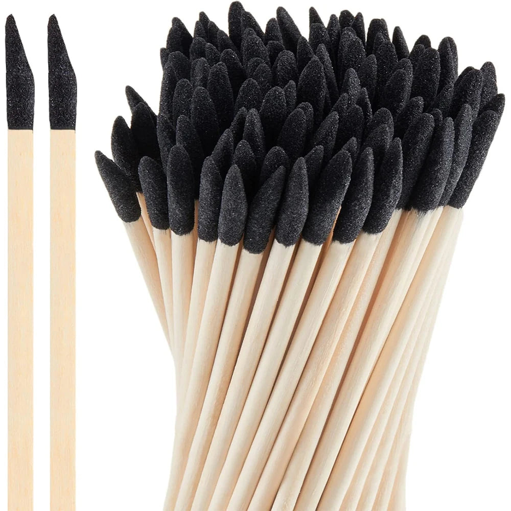 Wooden Nail Sand Tip Files & Cuticle Pusher Sticks – 10/20/40Pcs