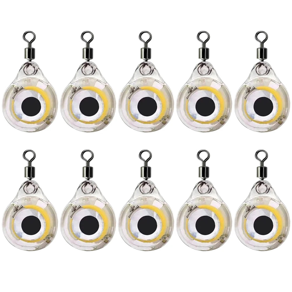 10Pcs LED Underwater Fishing Lure Lights | Eye Shape Night Fishing Lure Light PRIMED Blue