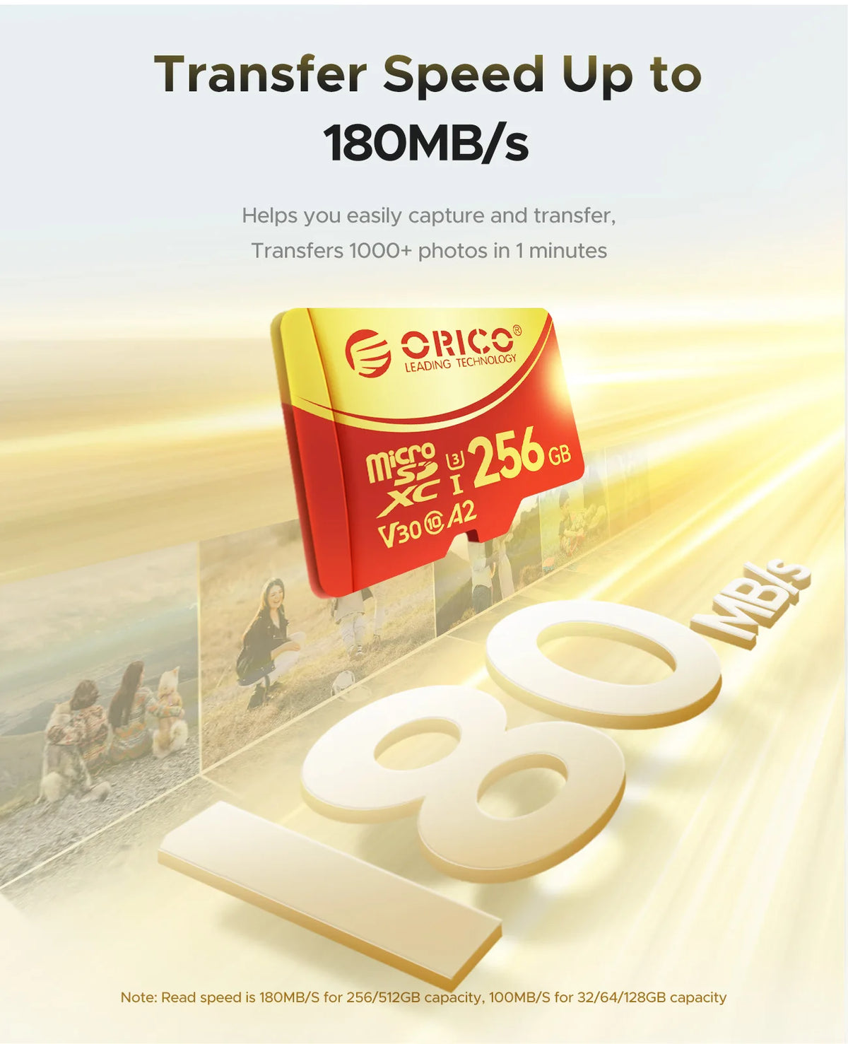 ORICO 2-Pack microSDXC 100MB/s 4K UHD U3 V30 A1 TF Card microSD Memory Card PRIMED