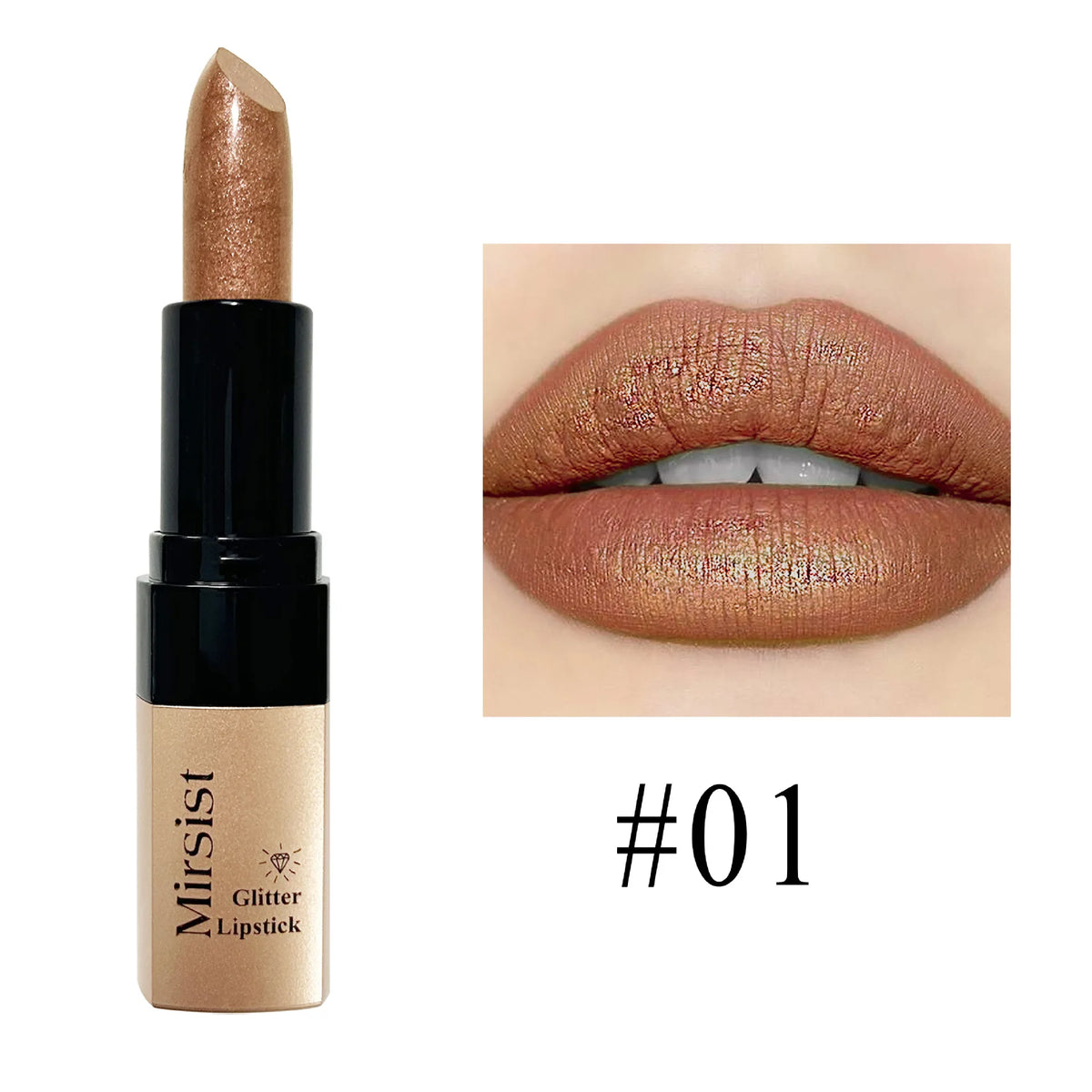 Mirsist Diamond Lip Gloss – 6-Shade Glitter Metallic Lipstick Glitter Lip Gloss PRIMED 01