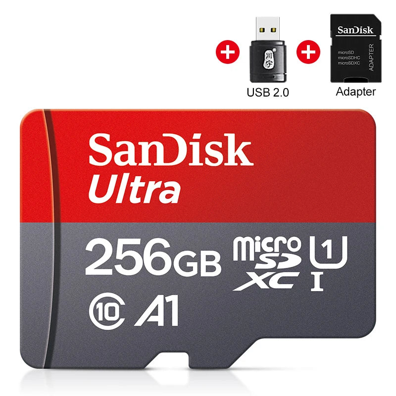 SanDisk Micro SD Card 32–256GB Class 10 UHS-1 + Card Reader Micro SD Card PRIMED 256GB