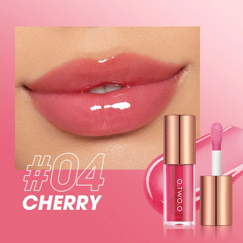 O.TWO.O Lip Oil Gloss Plumper – Moisturizing Shiny Tint Lip Oil Gloss PRIMED 04 CHERRY