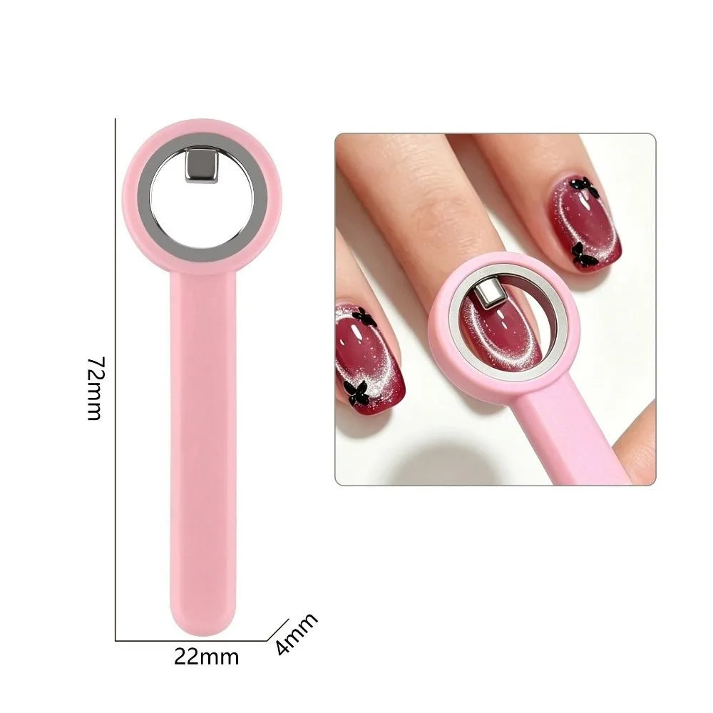 Hollow Cat Eye Magnet Nail Tool – Halo Ring DIY Manicure Nail Art Magnet PRIMED Pink