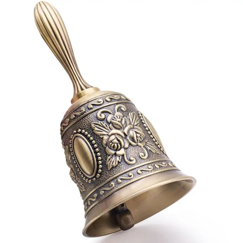 Vintage Embossed Metal Hand Bell – Retro Call Bell for Events