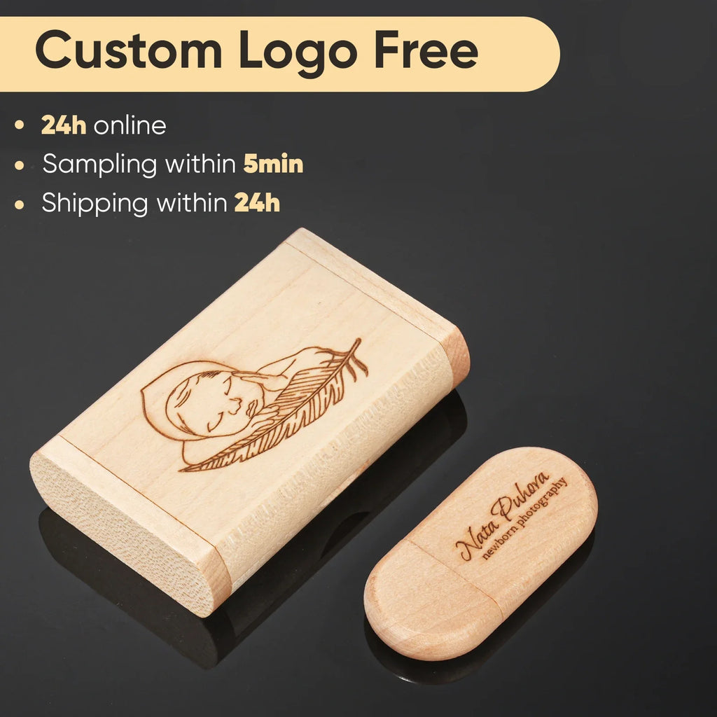 20-Pack Custom Logo Bamboo USB Flash Drives 64GB – Wedding Custom USB Flash Drive PRIMED