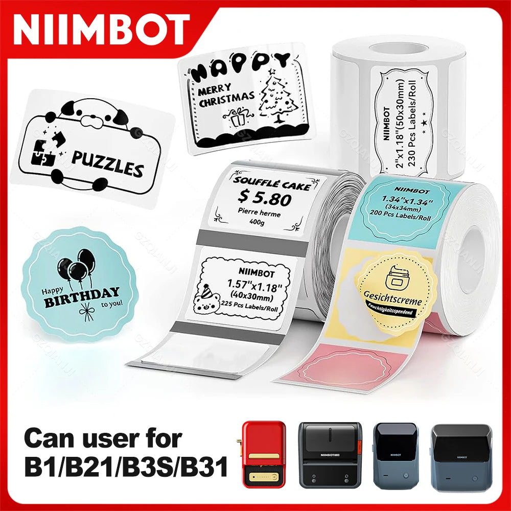Niimbot Thermal Label Rolls – White, Color & Transparent Stickers Thermal Label Rolls PRIMED