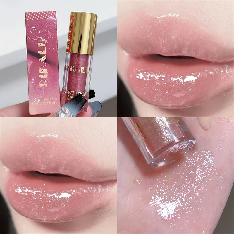 Pearl Diamond Glitter Lip Gloss – Moisturizing Plumping Tint Glitter Lip Gloss PRIMED D01
