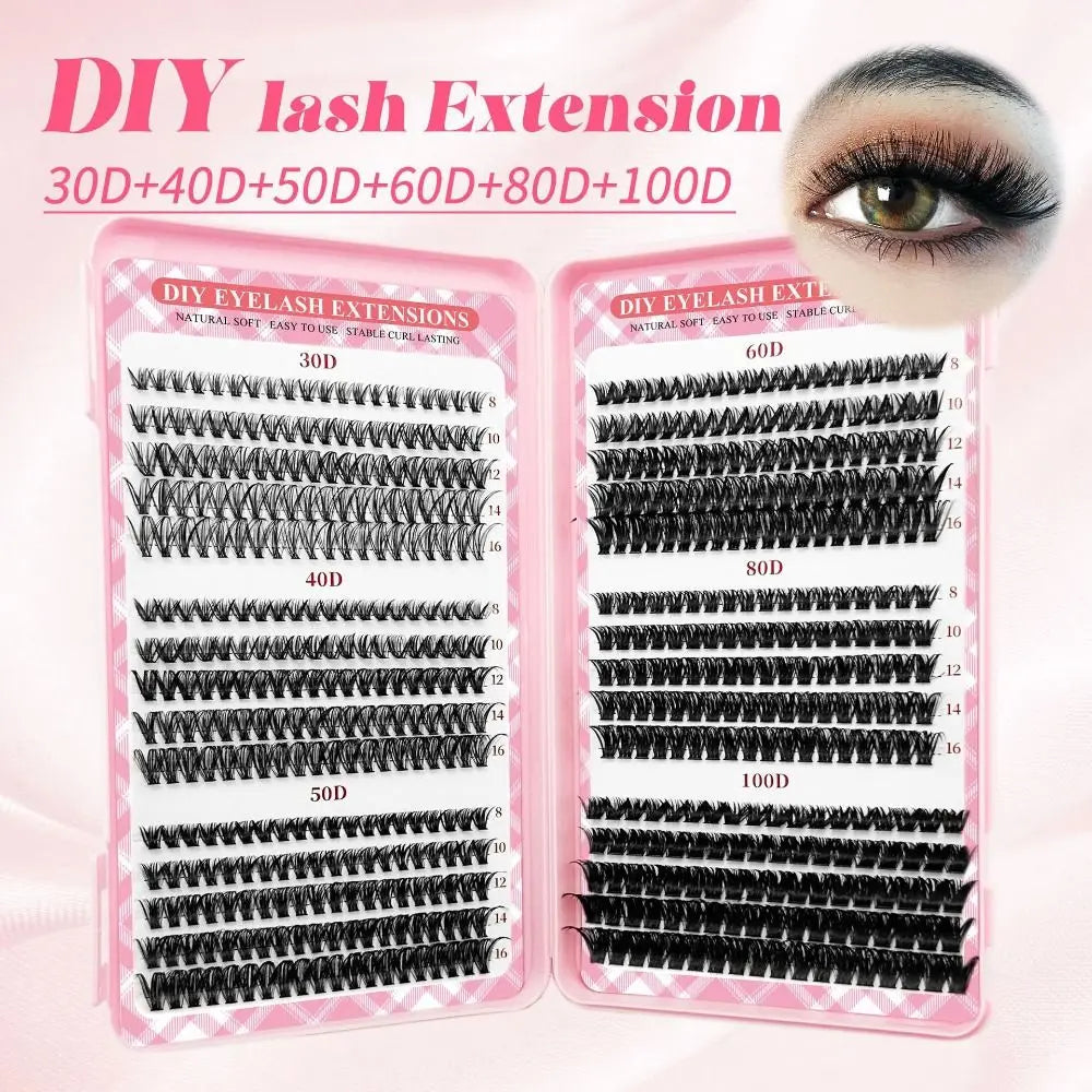 3D Faux Mink Wispy Cluster False Eyelashes 9–16mm V-Shape False Eyelashes PRIMED