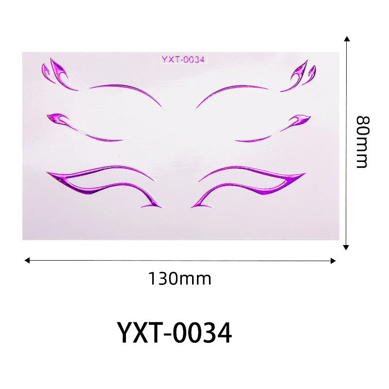 Purple Red Metallic Eye Makeup Stickers | Temporary Tattoo