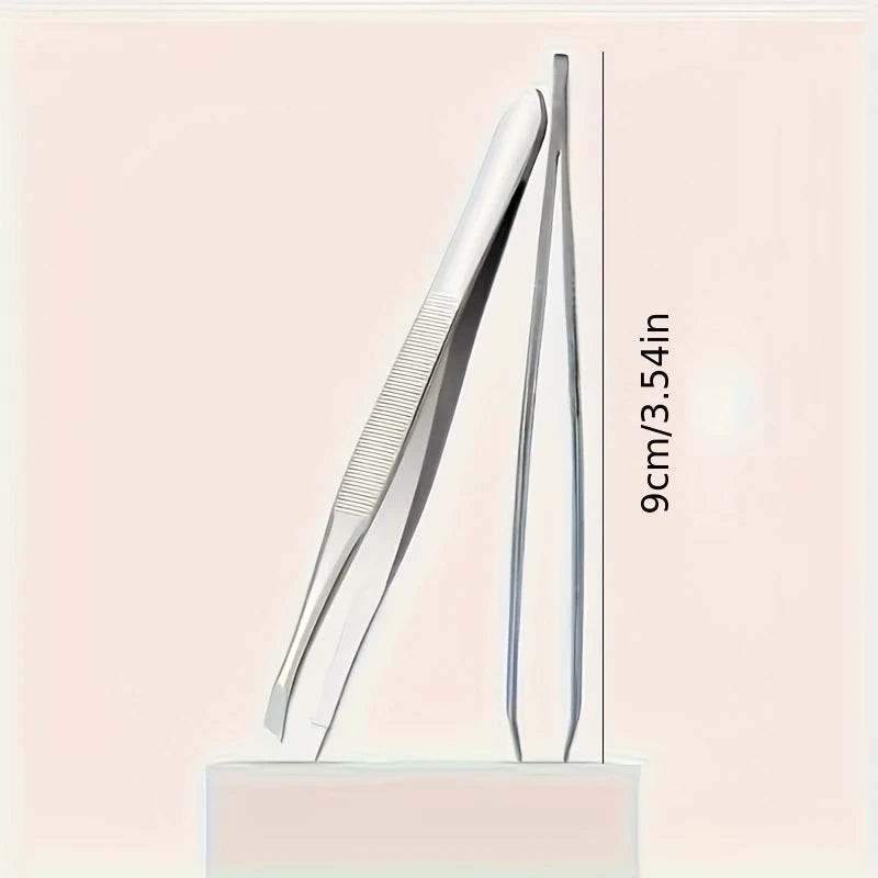 Stainless Steel Tweezers Set – Eyebrow & Eyelash Grooming