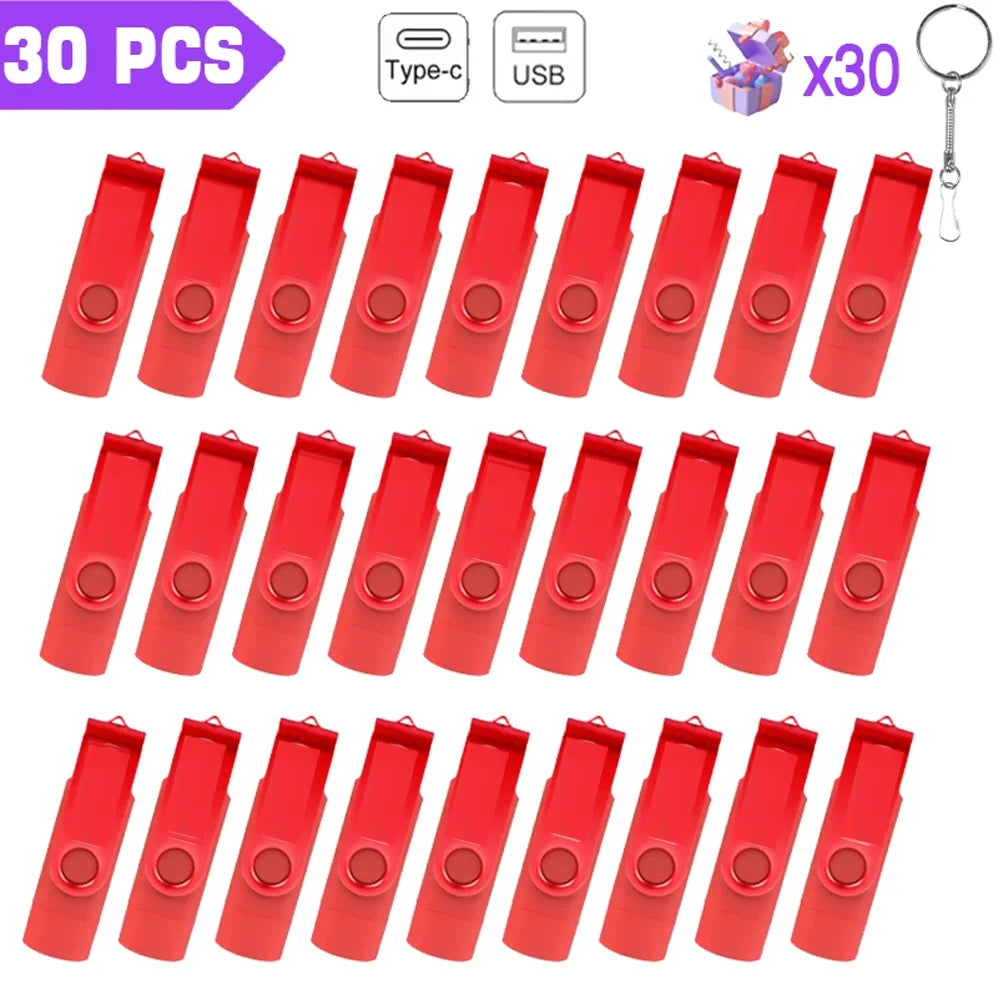 30-Pack 2-in-1 Type-C USB Flash Drive 360° Rotate 16–128GB USB Flash Drive PRIMED
