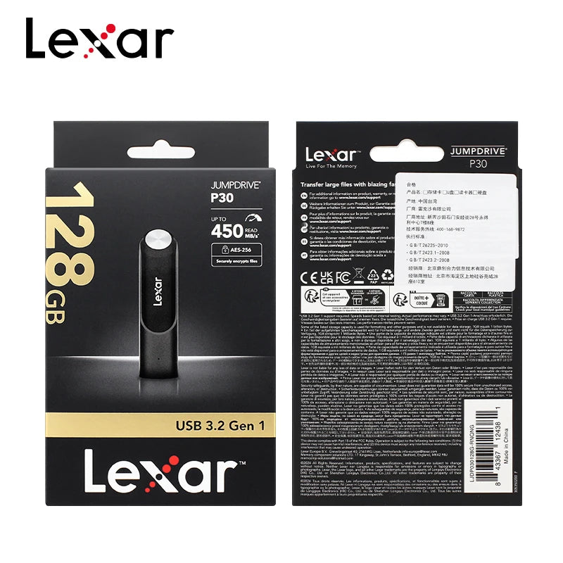Lexar P30 128GB USB 3.2 Flash Drive – Up to 450MB/s USB Flash Drive PRIMED
