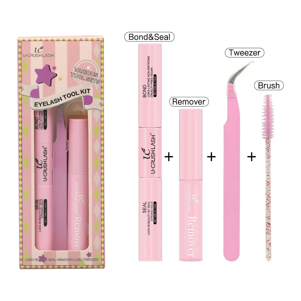Waterproof Lash Extension Glue Kit with Remover & Tweezers