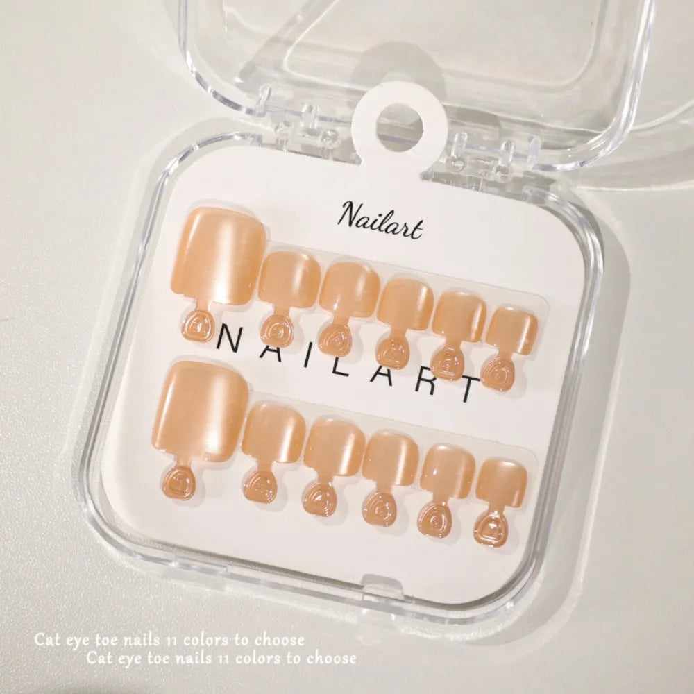 Cat Eye Press-On Toe Nails | Shiny Y2K Full Cover Tips