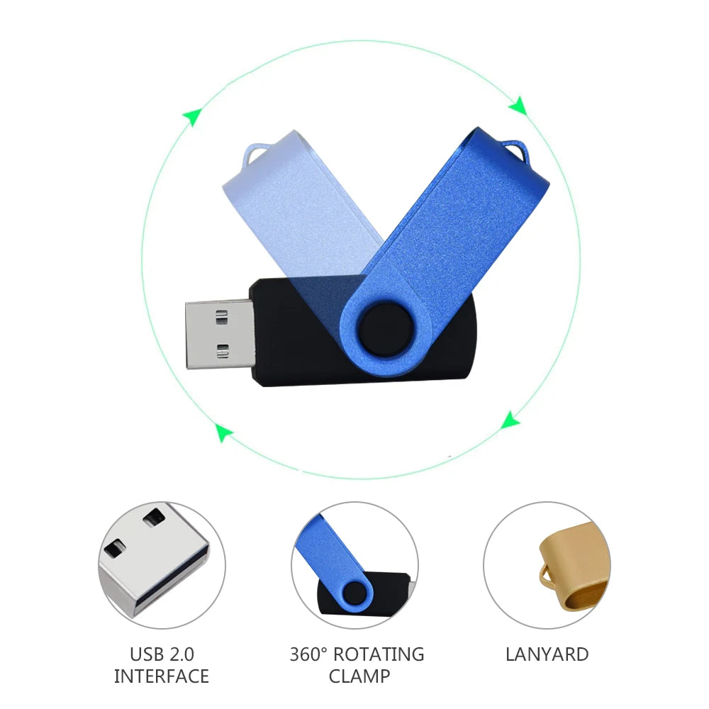 Rotatable USB 2.0 Flash Drive 8–128GB | Waterproof Metal PenDrive USB Flash Drive PRIMED