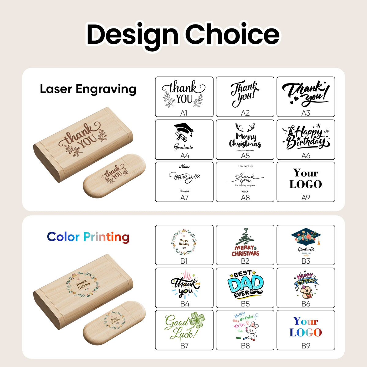 Wooden USB Flash Drive Type-C Custom Logo 16–128GB | JASTER USB Flash Drive PRIMED