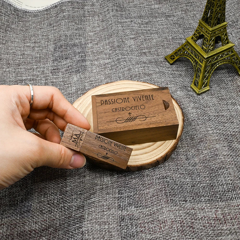 10-Pack Wooden USB Flash Drives Custom Logo 16–128GB Gift Box USB Flash Drive Set PRIMED