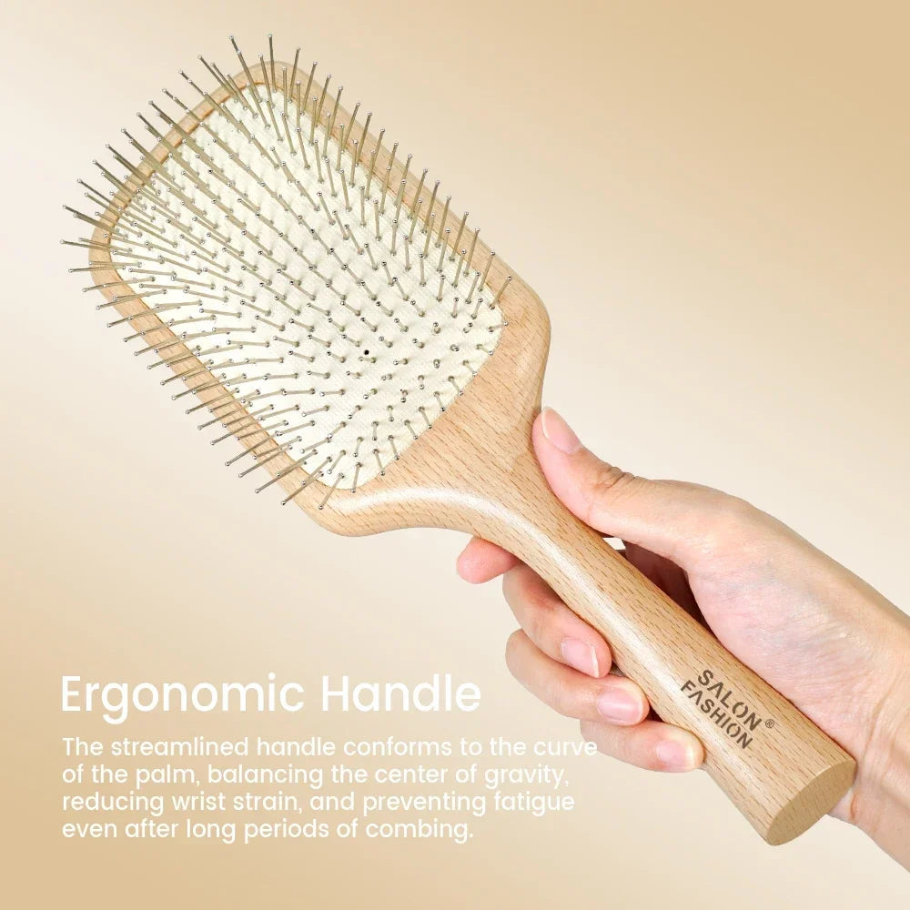 Wooden Air Cushion Massage Comb – Anti-Static Hair Care
