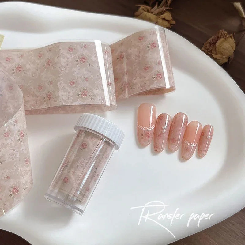Vintage Rose Nail Foil Transfer Stickers 100cm | Floral Nail Art
