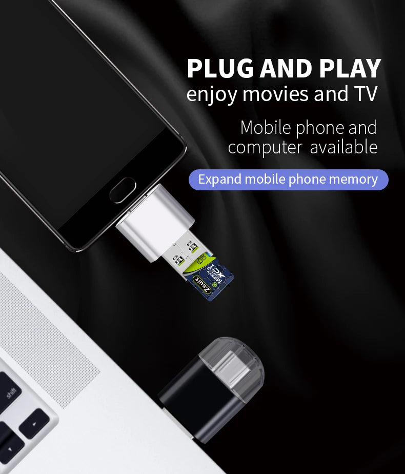 Mini 2-in-1 USB & Type-C TF/SD Card Reader – Metal Adapter USB Card Reader PRIMED