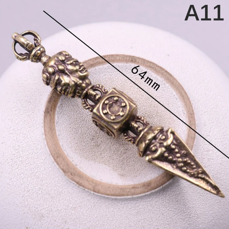 Tibetan Buddhist Vajra Pestle Brass Pendant – Handcrafted