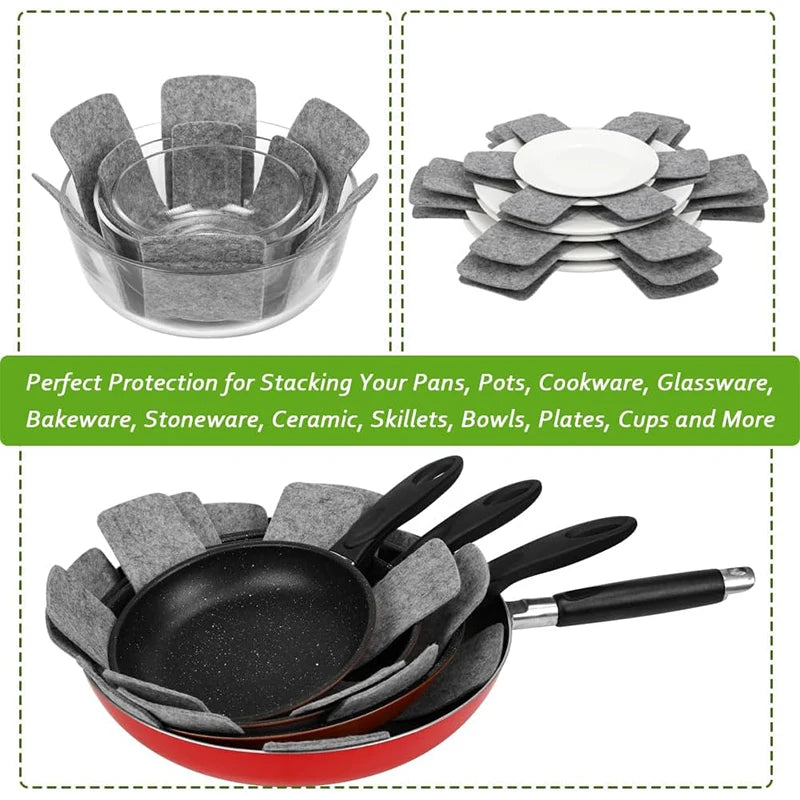 12-Pack Felt Pan Protectors – 3 Sizes Cookware Divider Pads Cookware Protector Pads PRIMED