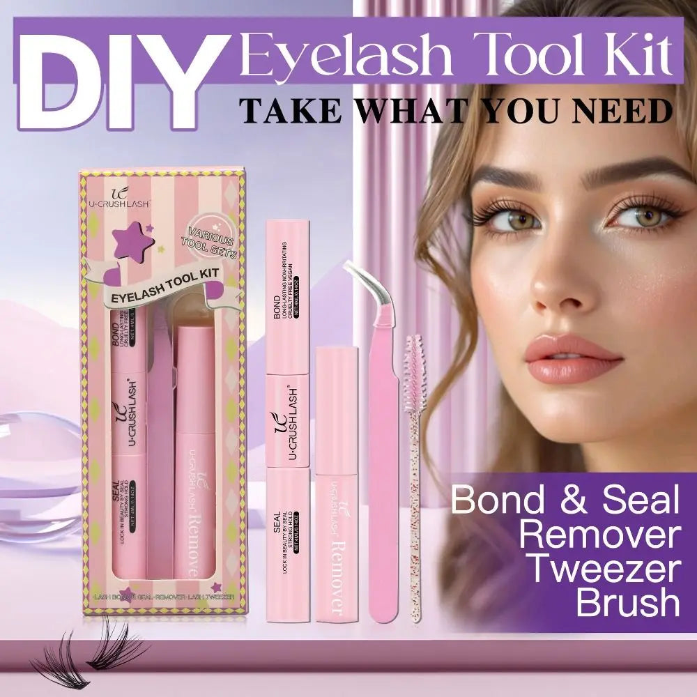 Waterproof Lash Extension Glue Kit with Remover & Tweezers