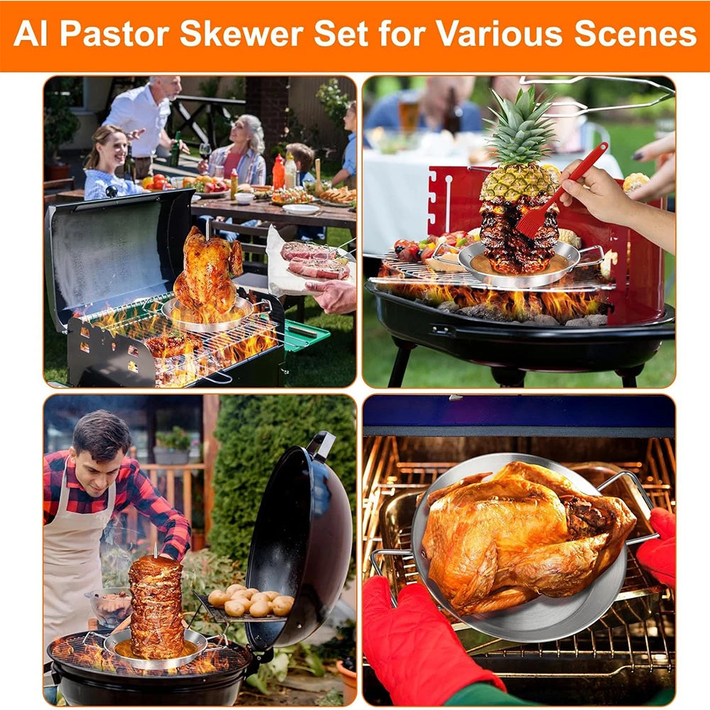Vertical Al Pastor Skewer Stainless Steel BBQ Spit Stand BBQ Skewer Stand PRIMED