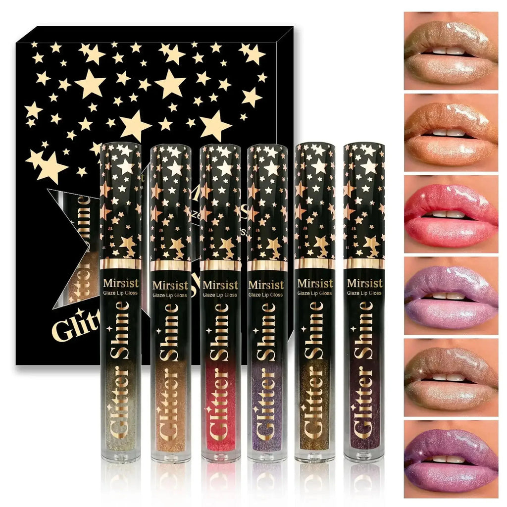 6-Piece Pearl Lip Glaze Set – Hydrating Liquid Lipstick Gloss Liquid Lip Gloss Set PRIMED
