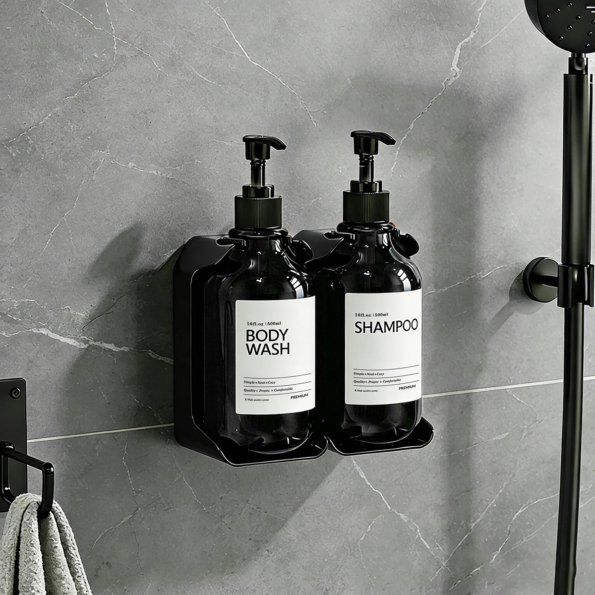 Wall Mount Shampoo & Conditioner Dispenser – 2 or 3 Chamber Set