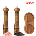 Oak Wood Salt & Pepper Grinder Set – Adjustable Ceramic Mill Salt & Pepper Mill Set PRIMED 10 inch