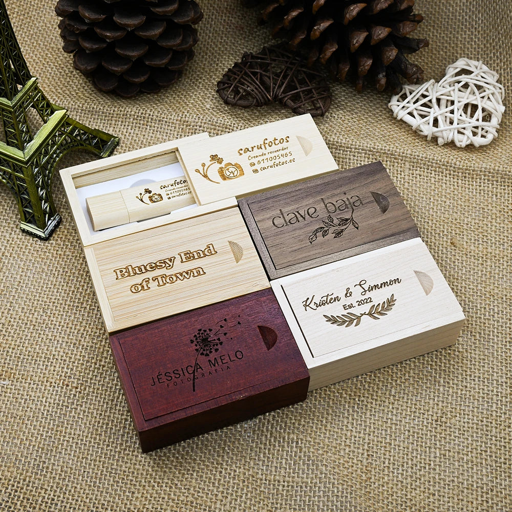 50-Pack Custom Logo Wooden USB Flash Drives | Wedding Gift Custom USB Flash Drive PRIMED