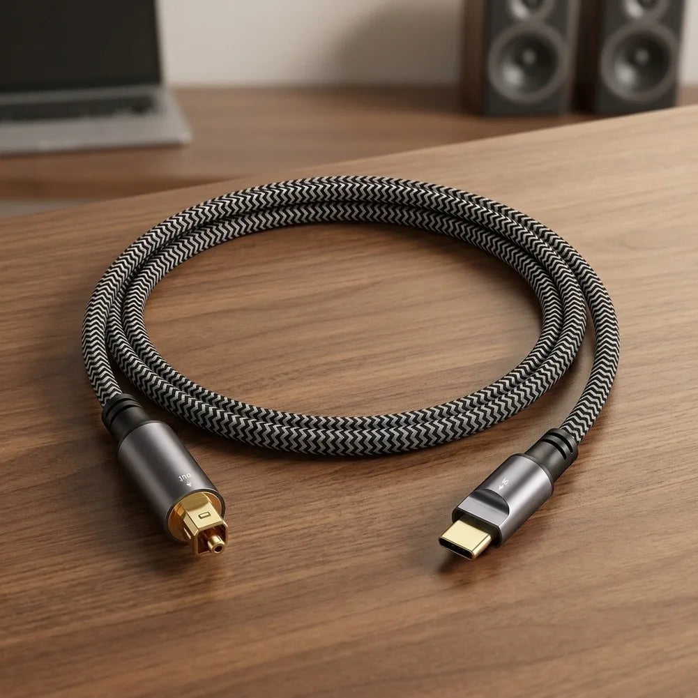 USB-C to Optical Audio Cable 96kHz/24bit Braided Adapter