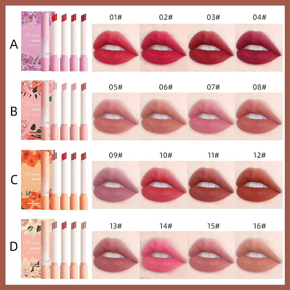 Dragon Ranee 4pc Velvet Matte Cigarette Lipstick Set – Waterproof Matte Lipstick Set PRIMED