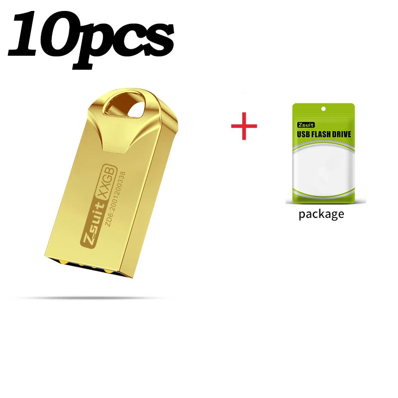 10-Pack Metal USB Flash Drives 4GB–128GB | Free Custom Logo USB Flash Drive PRIMED 64 GB YELLOW