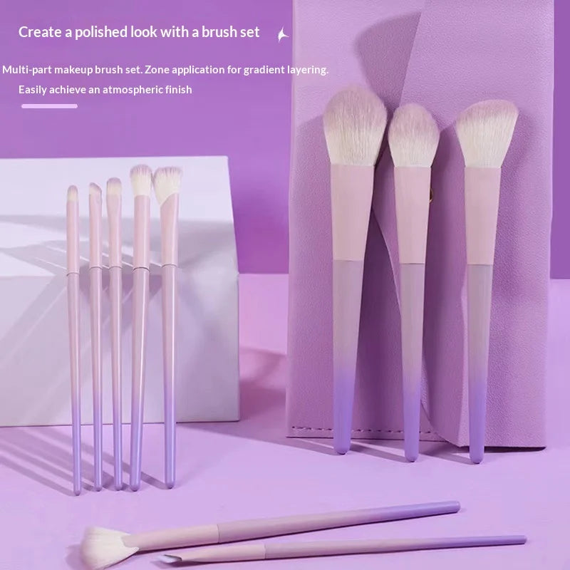 10-Piece Vegan Makeup Brush Set with Cylinder Bag