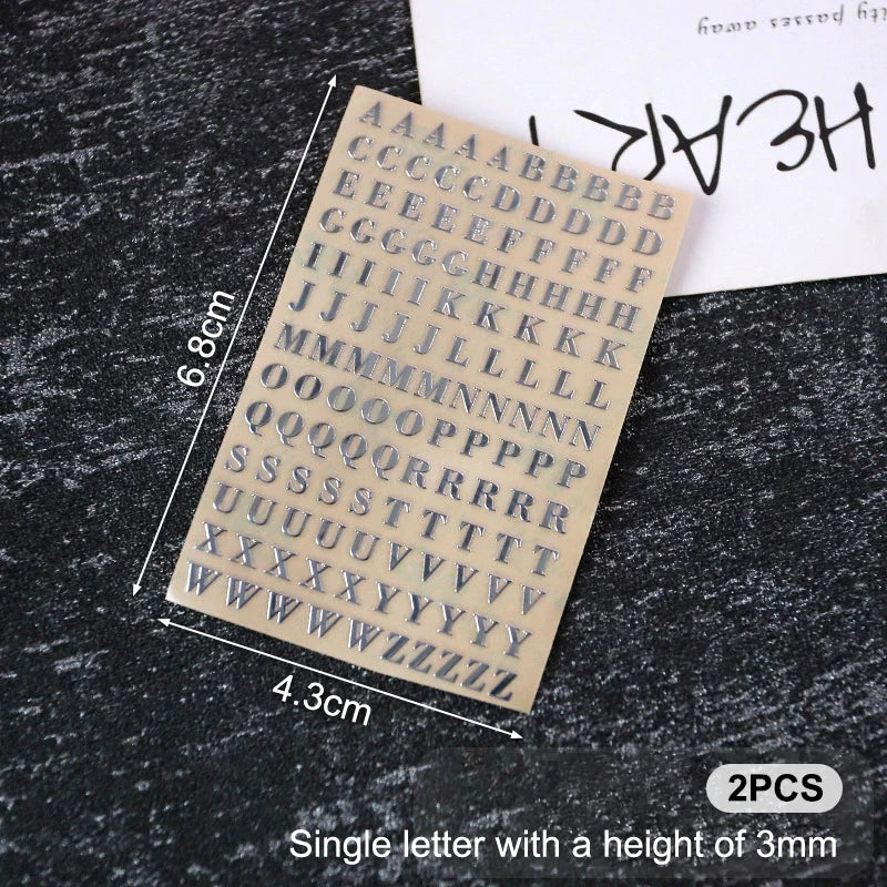 Mini Alphabet Stickers Gold Silver | DIY Resin Craft Fillings 2Pcs Craft Alphabet Stickers PRIMED A2