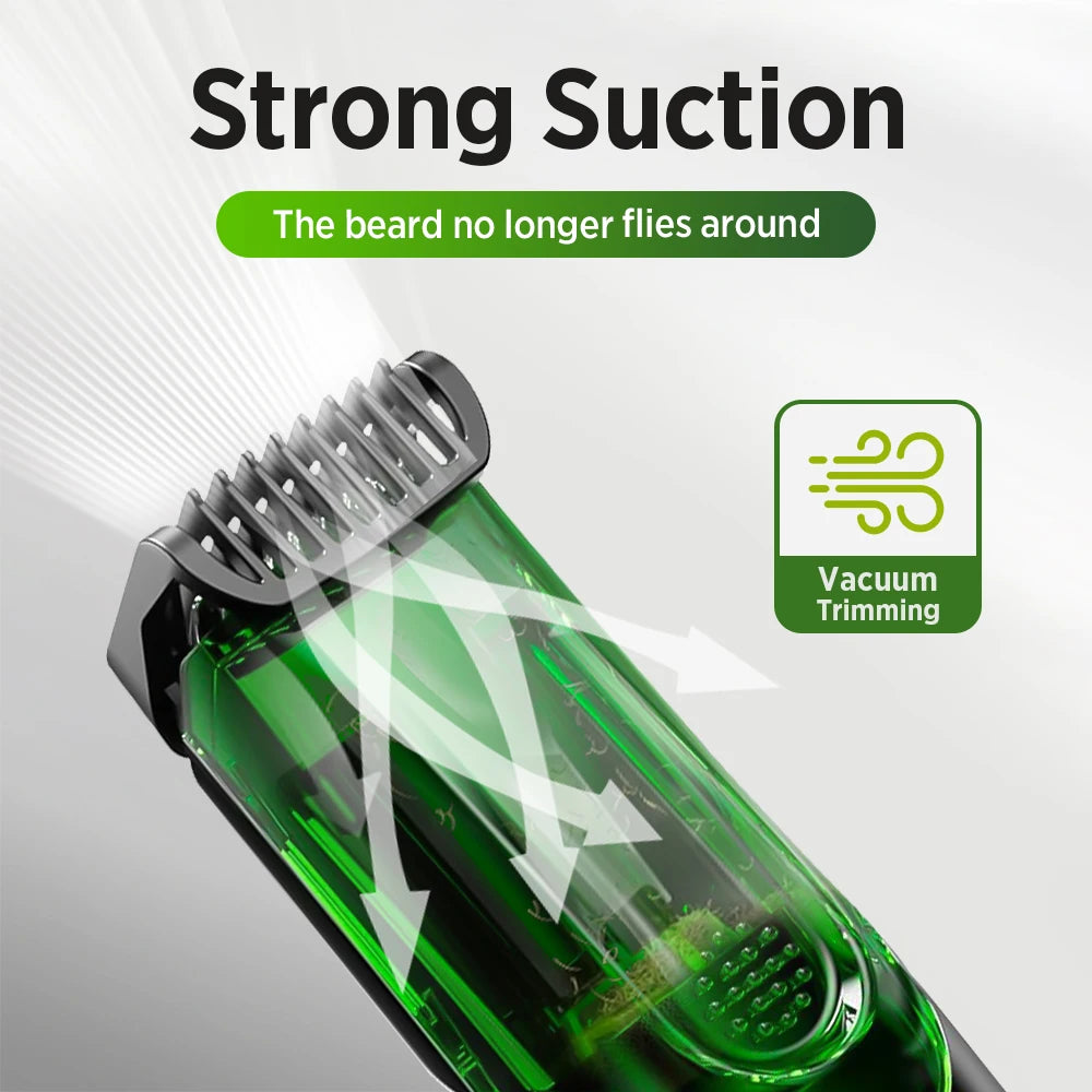 AFDEAL 2-in-1 Vacuum Beard Trimmer | 20-Length Grooming Kit Electric Beard Trimmer PRIMED