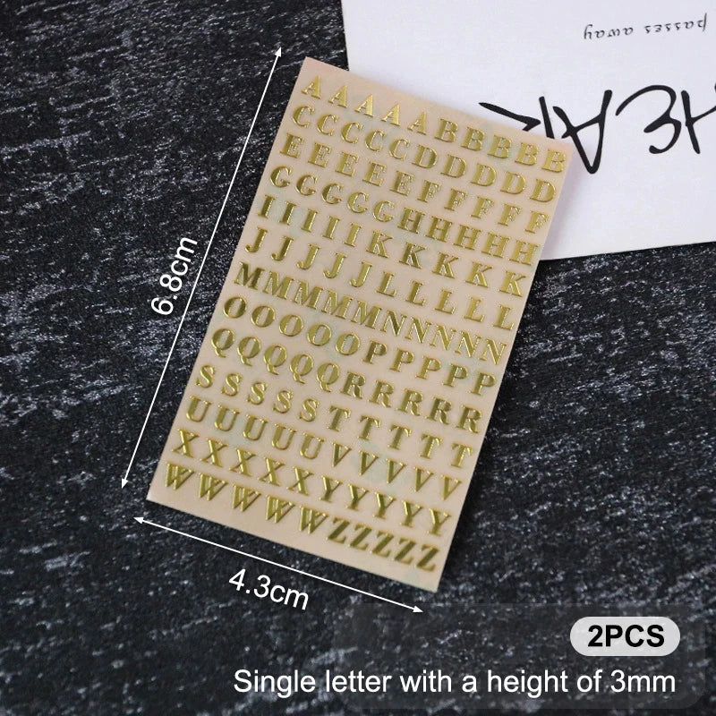 Mini Alphabet Stickers Gold Silver | DIY Resin Craft Fillings 2Pcs Craft Alphabet Stickers PRIMED A1