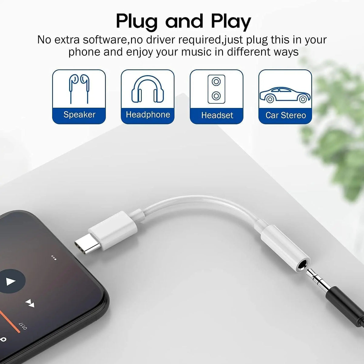 USB-C to 3.5mm HiFi DAC Adapter 32Bit/384kHz Headphone Jack