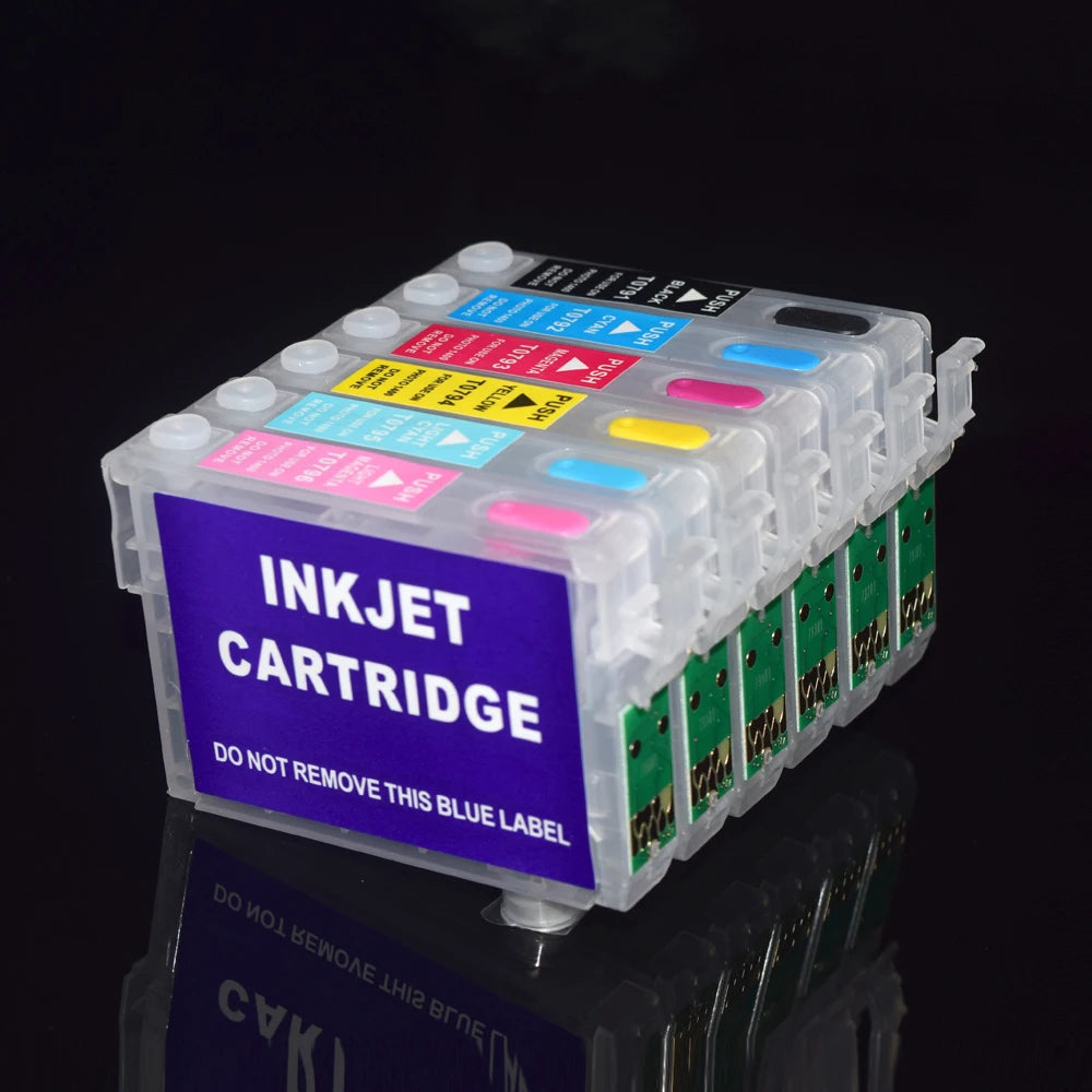 T0791–T0796 Refillable Ink Cartridges for Epson 1400 P50 PX700W Refillable Ink Cartridge PRIMED 1set