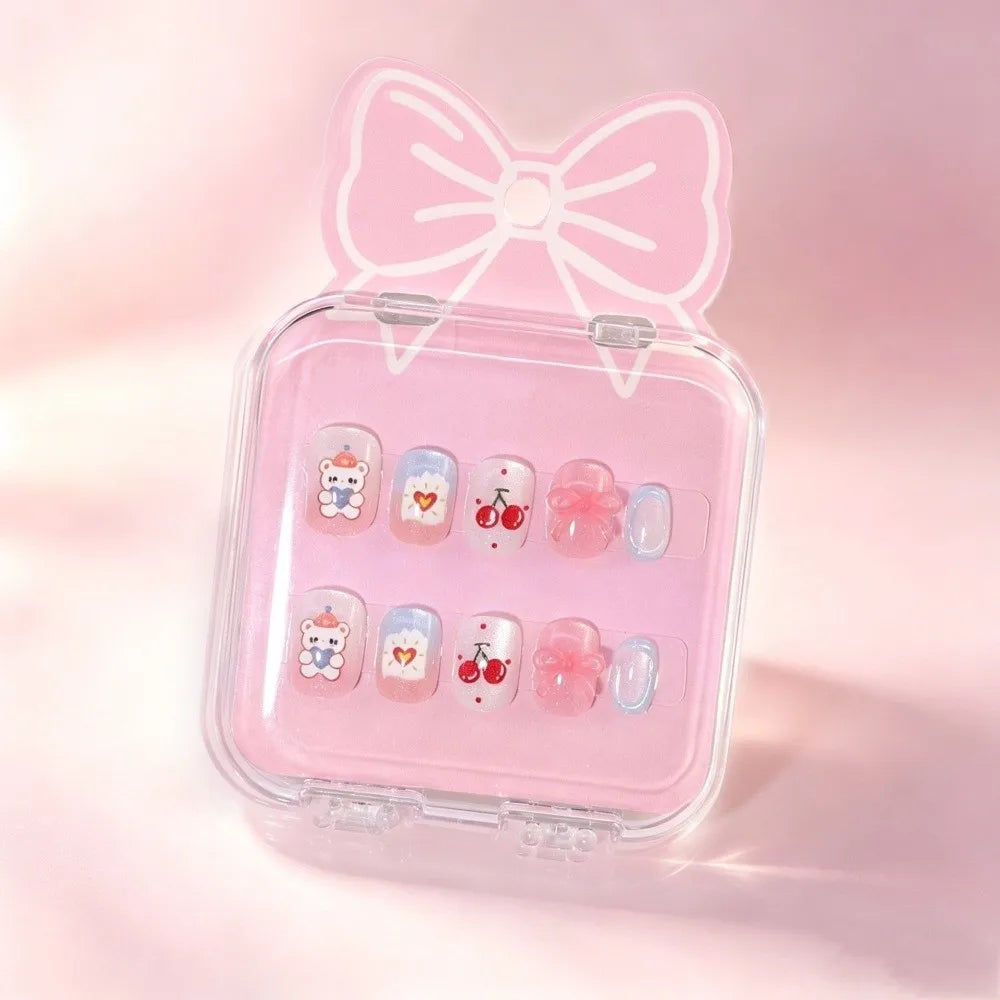 Kids Cat's Eye Press On Nails – Cute Detachable 10pc Set