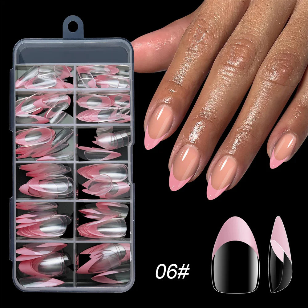 120pcs French Full Cover Nail Tips – Press On Gel & Acrylic Set