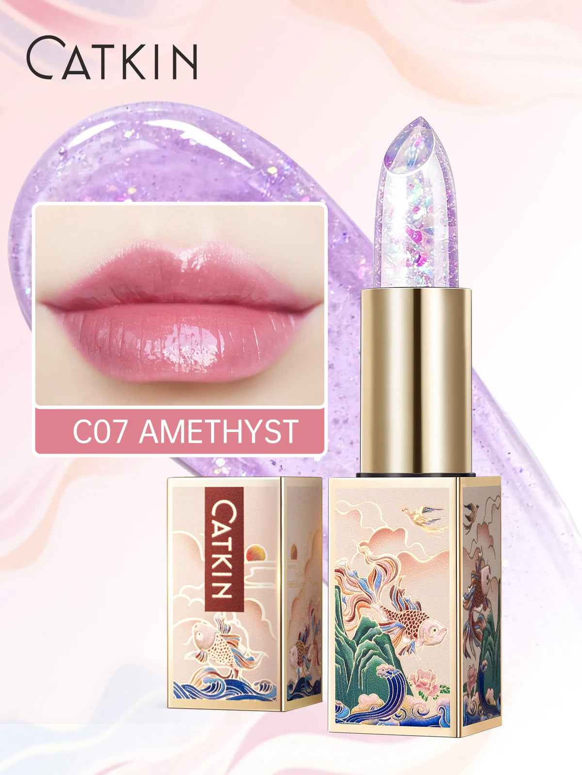CATKIN Colored Lip Balm – Moisturizing & pH-Activated Glow Colored Lip Balm PRIMED C07 Amethyst