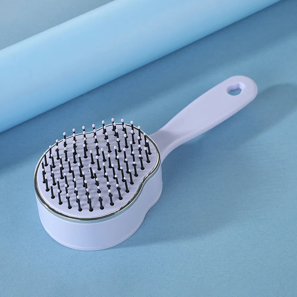 Self-Cleaning Air Cushion Hair Brush – Scalp Massage Comb Hair Brush Comb PRIMED Sz76-Purple-02