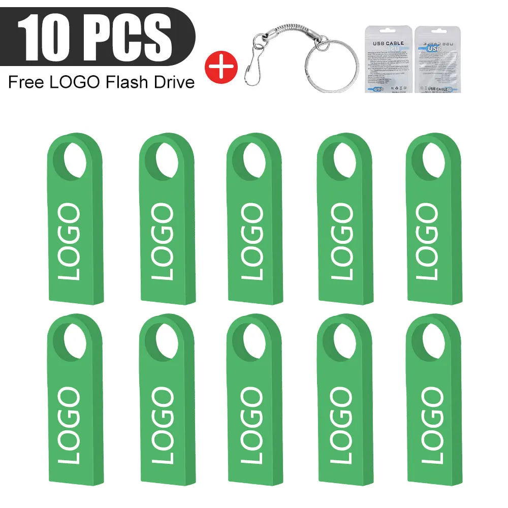 10-Pack Custom Logo Metal USB Flash Drives 128MB–128GB USB Flash Drive PRIMED 4GB x10pcs green u disk China Mainland