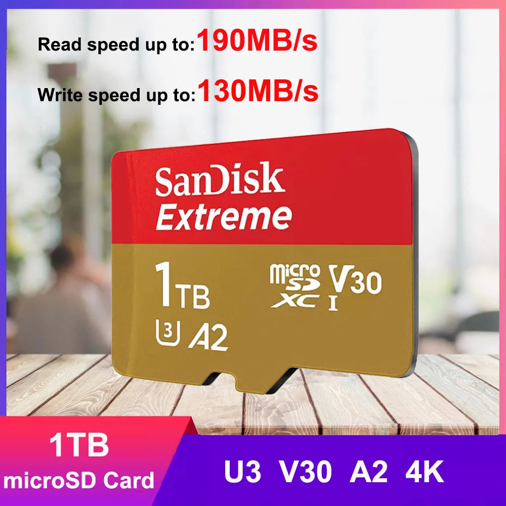 SanDisk High Endurance microSD 32GB–256GB U3 V30 4K Flash Memory Card PRIMED Extreme 1TB