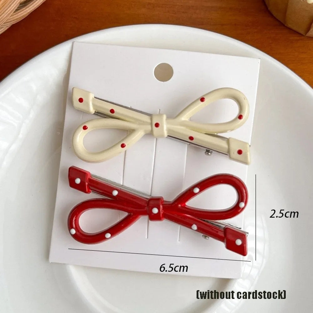 Retro Polka Dot Hair Clips – Seamless Bangs Barrettes 2-Pack